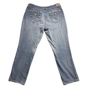 Levis 505 Jeans Womens 16M Blue‎ Straight Leg Medium Wash Denim Distressed